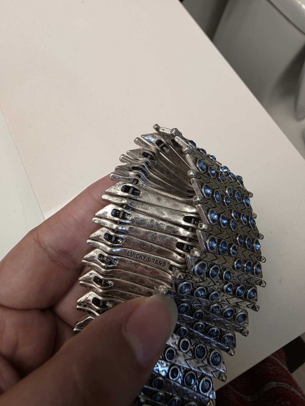 Lucky Brand Silver Bracelet with Blue Stones